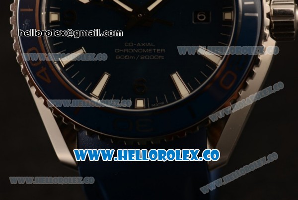 Omega Seamaster Planet Ocean 600M Co-Axial Clone Omega 8500 Automatic Steel Case with Blue Dial Rubber Strap and Sick Markers (EF) - Click Image to Close