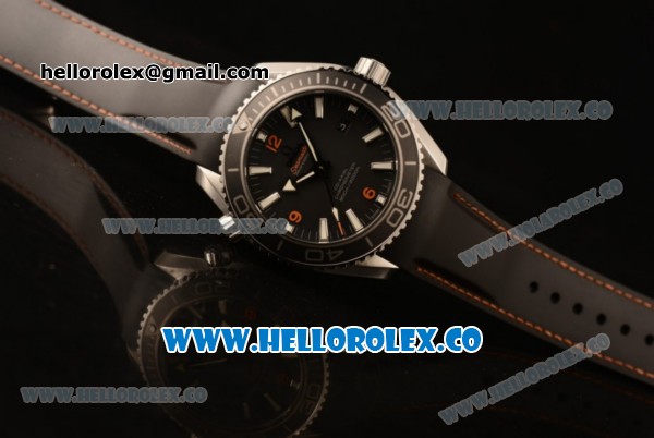 Omega Seamaster Planet Ocean 600M Co-Axial Clone Omega 8500 Automatic Steel Case with Black Dial Rubber Strap and Sick Markers (EF) - Click Image to Close