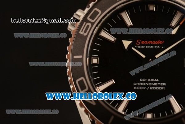 Omega Seamaster Planet Ocean 600M Co-Axial Clone Omega 8500 Automatic Steel Case with Stick Markers Black Dial and Black Rubber Strap (EF) - Click Image to Close