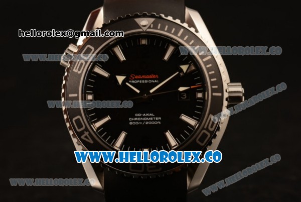 Omega Seamaster Planet Ocean 600M Co-Axial Clone Omega 8500 Automatic Steel Case with Stick Markers Black Dial and Black Rubber Strap (EF) - Click Image to Close