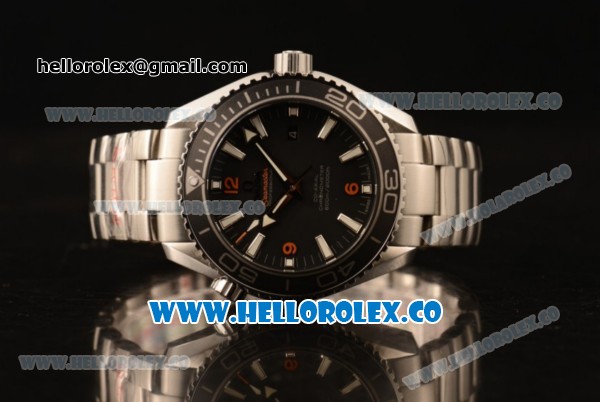 Omega Seamaster Planet Ocean 600M Co-Axial Clone Omega 8500 Automatic Steel Case/Bracelet with Black Dial and Stick/Arabic Numeral Markers (EF) - Click Image to Close