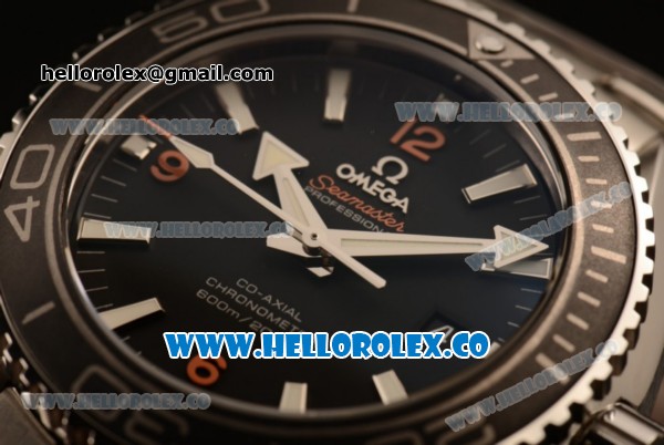 Omega Seamaster Planet Ocean 600M Co-Axial Clone Omega 8500 Automatic Steel Case/Bracelet with Black Dial and Stick/Arabic Numeral Markers (EF) - Click Image to Close