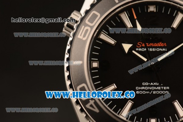 Omega Seamaster Planet Ocean 600M Co-Axial Clone Omega 8500 Automatic Steel Case/Bracelet with Stick/Arabic Numeral Markers and Black Dial (EF) - Click Image to Close