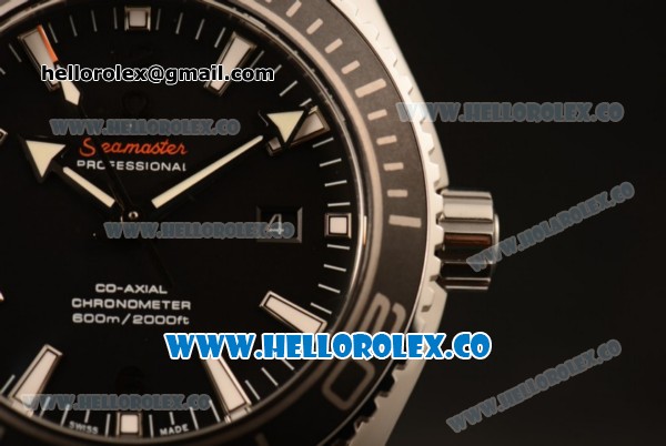 Omega Seamaster Planet Ocean 600M Co-Axial Clone Omega 8500 Automatic Steel Case/Bracelet with Stick/Arabic Numeral Markers and Black Dial (EF) - Click Image to Close