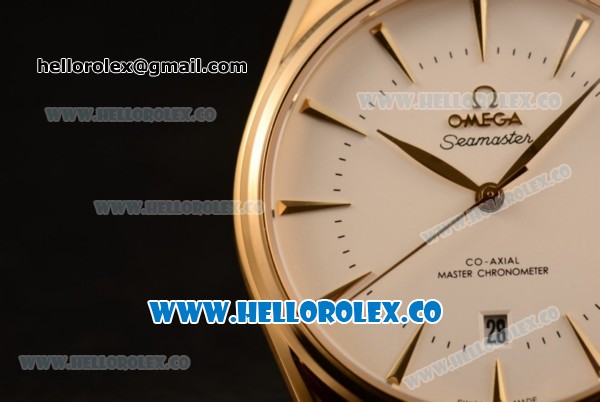 Omega De Ville Tresor Master Co-Axial Clone 8800 Automatic Yellow Gold Case with White Dial and Brown Leather Strap - (YF) - Click Image to Close