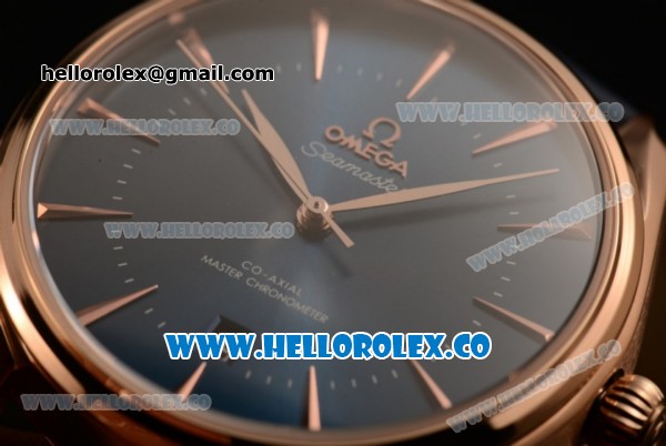 Omega De Ville Tresor Master Co-Axial Clone 8800 Automatic Rose Gold Case with Blue Dial and Blue Leather Strap - (YF) - Click Image to Close