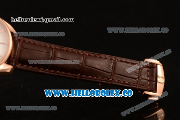 Omega De Ville Tresor Master Co-Axial Clone 8800 Automatic Rose Gold Case with White Dial and Brown Leather Strap - (YF) - Click Image to Close