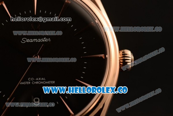 Omega De Ville Tresor Master Co-Axial Clone 8800 Automatic Rose Gold Case with Black Dial and Black Leather Strap - (YF) - Click Image to Close