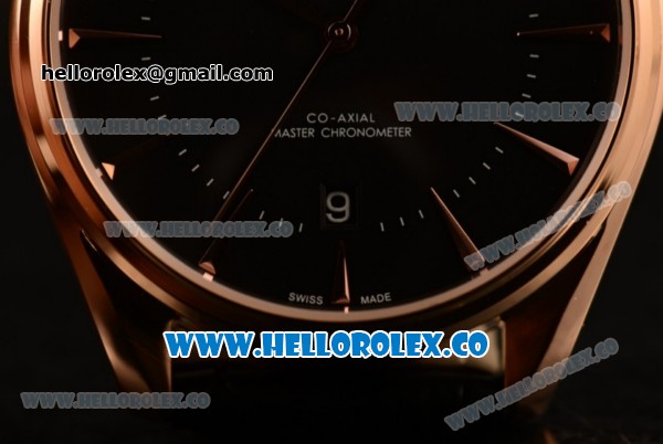 Omega De Ville Tresor Master Co-Axial Clone 8800 Automatic Rose Gold Case with Black Dial and Black Leather Strap - (YF) - Click Image to Close