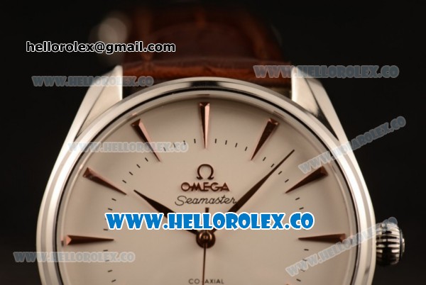 Omega De Ville Tresor Master Co-Axial Clone 8800 Automatic Steel Case with White Dial and Brown Leather Strap - (YF) - Click Image to Close