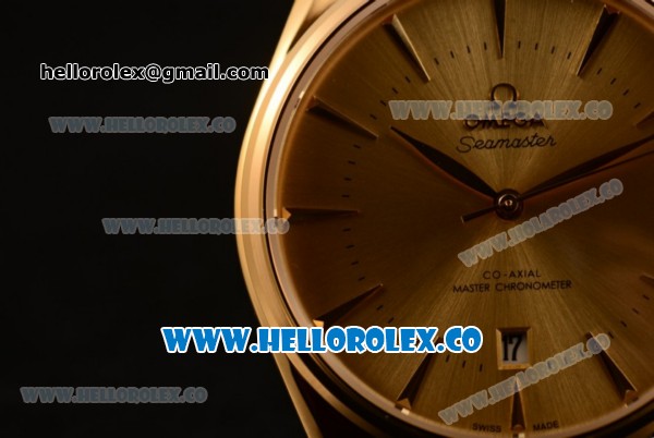 Omega De Ville Tresor Master Co-Axial Clone 8800 Automatic Yellow Gold Case with Yellow Gold Dial and Black Leather Strap - (YF) - Click Image to Close