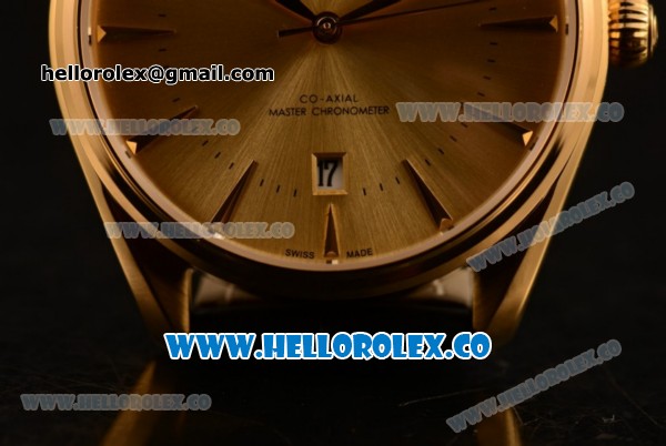 Omega De Ville Tresor Master Co-Axial Clone 8800 Automatic Yellow Gold Case with Yellow Gold Dial and Black Leather Strap - (YF) - Click Image to Close