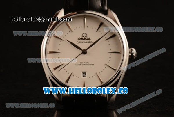 Omega De Ville Tresor Master Co-Axial Clone 8800 Automatic Steel Case with White Dial and Black Leather Strap - (YF) - Click Image to Close