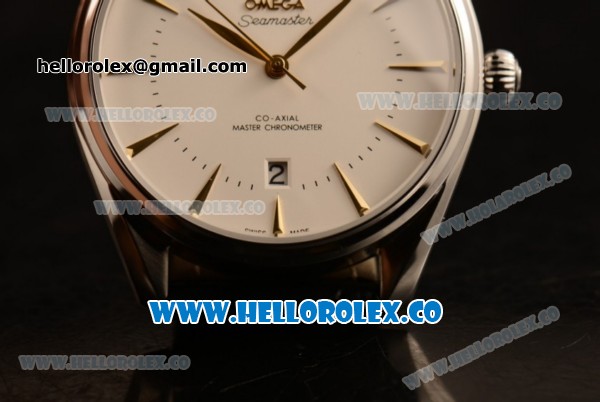 Omega De Ville Tresor Master Co-Axial Clone 8800 Automatic Steel Case Steel Bezel with White Dial and Black Leather Strap - (YF) - Click Image to Close