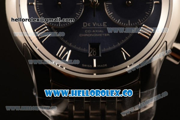 Omega De Ville Co-Axial Chrono Clone Omega 9300 Automatic Steel Case with Blue Dial and Steel Bracelet - (EF) - Click Image to Close