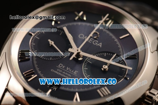 Omega De Ville Co-Axial Chrono Clone Omega 9300 Automatic Steel Case with Blue Dial and Steel Bracelet - (EF) - Click Image to Close