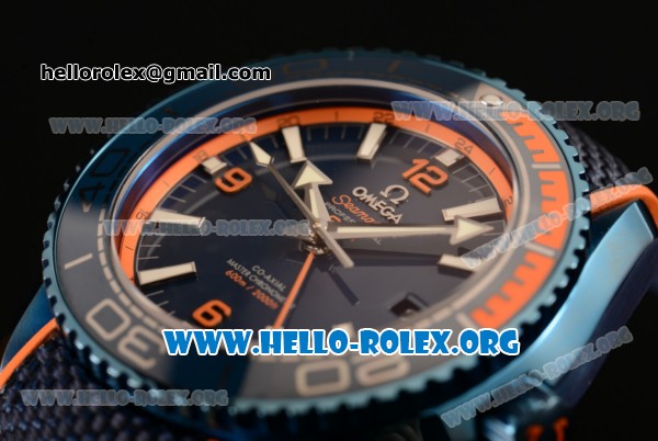 Omega Seamaster Planet Ocean GMT "Big Blue" Clone Omega 8906 Automatic PVD Case with Blue Dial and Blue Rubber Strap (EF) - Click Image to Close
