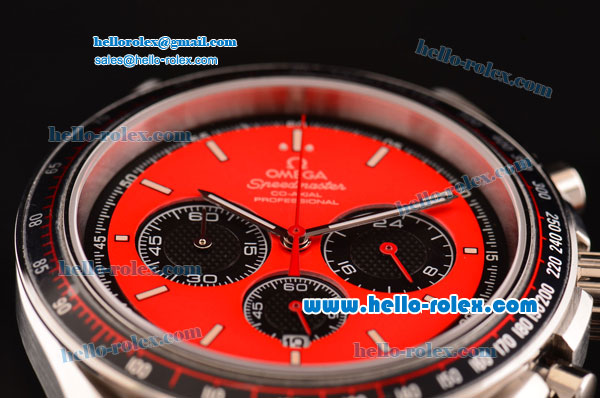 Omega Speedmaster Racing Chrono Miyota OS20 Quartz Steel Case with Black Rubber Strap Red Dial - Click Image to Close