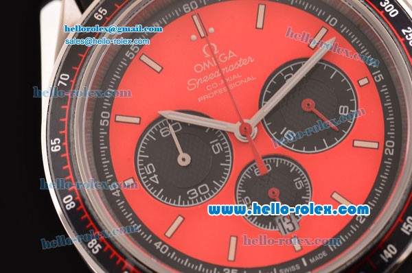 Omega Speedmaster Racing Chrono Miyota OS20 Quartz Steel Case with Black Rubber Strap Red Dial - Click Image to Close