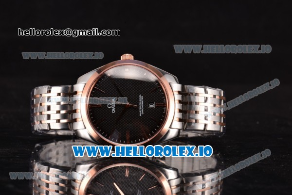 Omega De Ville Tresor Master Co-Axial Swiss ETA 2824 Automatic Two Tone with Black Dial Rose Gold Bezel and Stick Markers - Click Image to Close