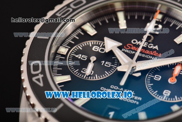 Omega Seamaster Planet Ocean Chrono Swiss Valjoux 7750 Automatic Steel Case with Black Dial Stick Markers and Black Rubber Strap (BP) - Click Image to Close
