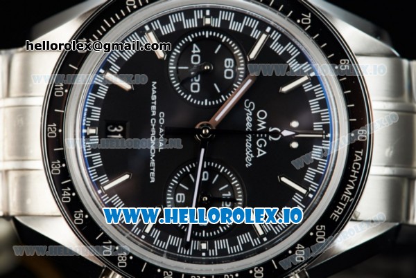 Omega Speedmaster Racing Master Clone Omega 9900 Automatic Steel Case/Bracelet Black Dial With Stick Markers- 1:1 Original(JH) - Click Image to Close
