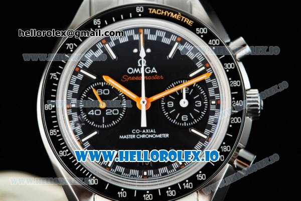 Omega Speedmaster Racing Master Clone Omega 9900 Automatic Steel Case/Bracelet Black Dial With Stick Markers(JH) - Click Image to Close