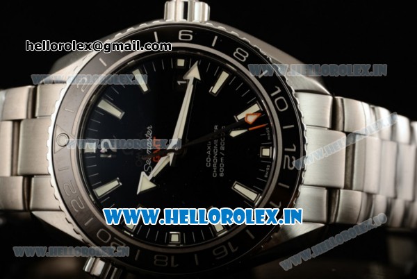 Omega Seamaster Planet Ocean 600M Co-axial GMT Clone Omega 8605 Automatic Steel Case Black Dial With Stick Markers Steel Bracelet- 1:1 Original(KW) - Click Image to Close