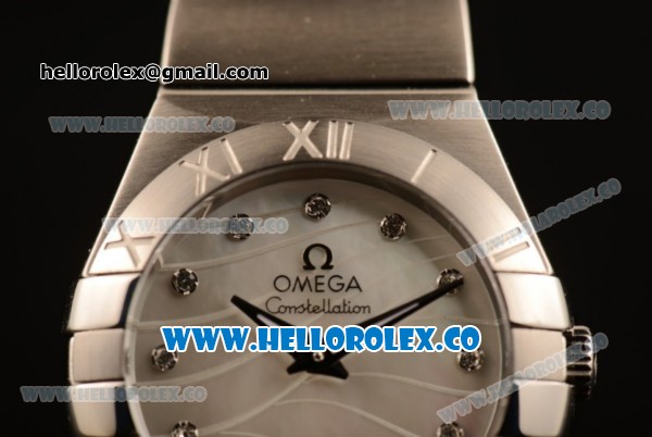 Omega Constellation Ladies Japanese Miyota OS20 Quartz Steel Case with Silver Dial Diamond Markers and Steel Bracelet (AAAF) - Click Image to Close