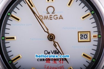 Omega DeVille Co-Axial Automatic with White Dial and Yellow Marking - Click Image to Close