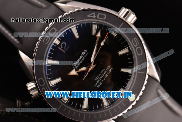 Omega Seamaster Planet Ocean Asia 2813 Automatic Steel Case with Stick Markers and Black Rubber Strap -7750 Coating (EF) - Click Image to Close