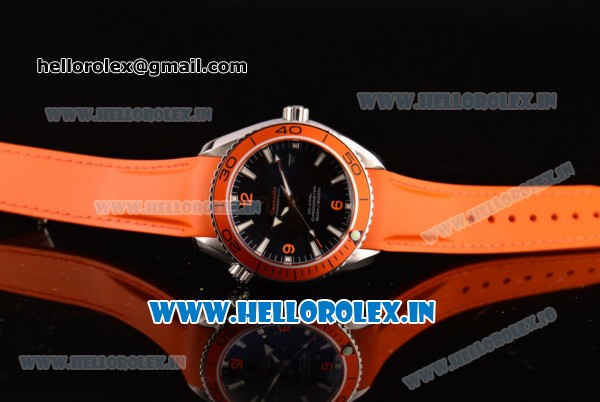 Omega Seamaster Planet Ocean Asia 2813 Automatic Steel Case with Stick Markers and Orange Rubber Strap -7750 Coating (EF) - Click Image to Close