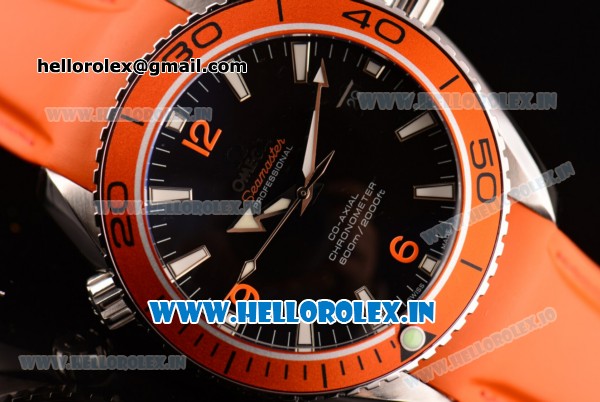 Omega Seamaster Planet Ocean Asia 2813 Automatic Steel Case with Stick Markers and Orange Rubber Strap -7750 Coating (EF) - Click Image to Close