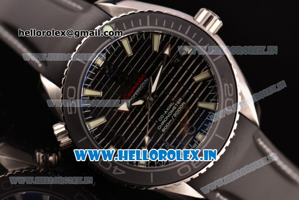Omega Seamaster Planet Ocean Asia 2813 Automatic Steel Case with Black Grids Dial and Black Rubber Strap -7750 Coating (EF) - Click Image to Close