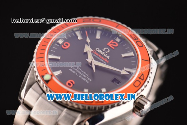Omega Seamaster Planet Ocean Asia 2813 Automatic Full Steel with Black Dial Stick Markers and Orange Bezel - 7750 Coating (EF) - Click Image to Close
