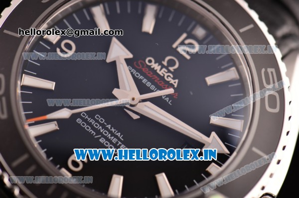 Omega Seamaster Planet Ocean Swiss ETA 2824 Automatic Steel Case with White Stick Markers and Black Dial (EF) - Click Image to Close