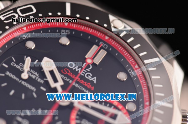 Omega Seamaster Diver 300M ETNZ Limited Edition Chrono Swiss Valjoux 7753 Automatic Steel Case with Ceramic Bezel - Red Seconds Hand - 1:1 Original (Z) - Click Image to Close