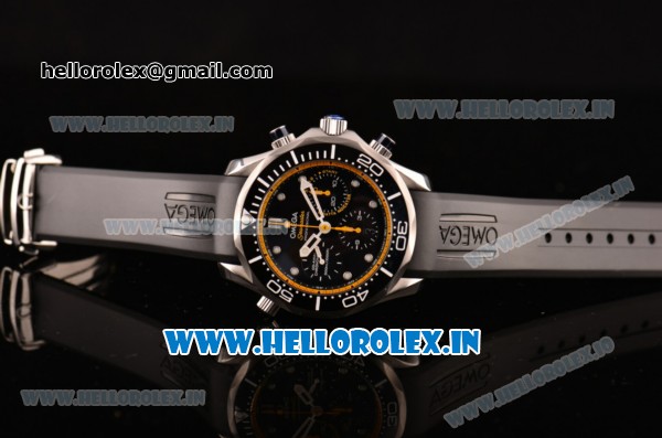 Omega Seamaster Diver 300M Chrono Swiss Valjoux 7753 Automatic Steel Case with Ceramic Bezel - Yellow Seconds Hand - 1:1 Original (Z) - Click Image to Close