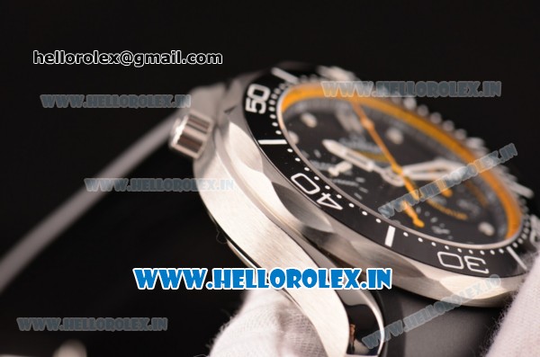 Omega Seamaster Diver 300M Chrono Swiss Valjoux 7753 Automatic Steel Case with Ceramic Bezel - Yellow Seconds Hand - 1:1 Original (Z) - Click Image to Close