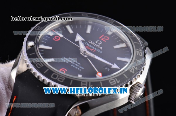 Omega Seamaster Planet Ocean GMT Asia 2813 Automatic Steel Case with Black Dial and Black Bezel - Click Image to Close