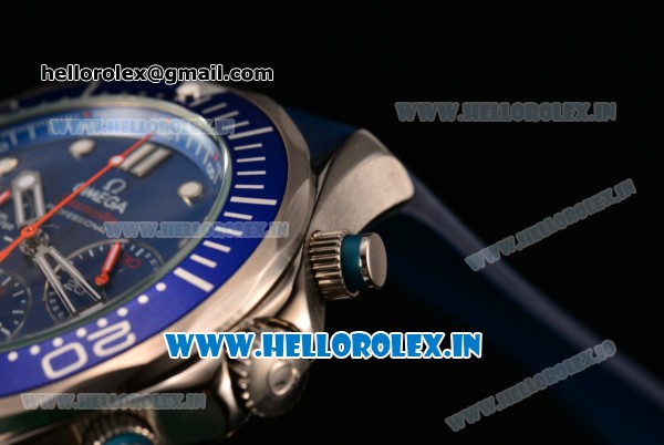 Omega Seamaster Diver 300M Chrono Miyota OS20 Quartz Steel Case with Blue Dial and White Markers - Click Image to Close