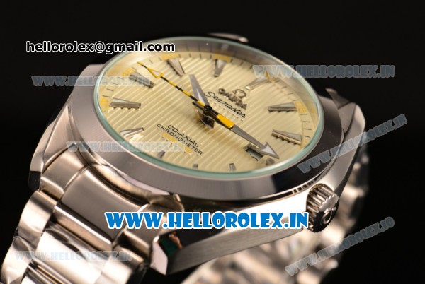 Omega Seamaster Aqua Terra 150 M Asia 2813 Automatic Full Steel with Yellow Dial and Stick Markers - Click Image to Close