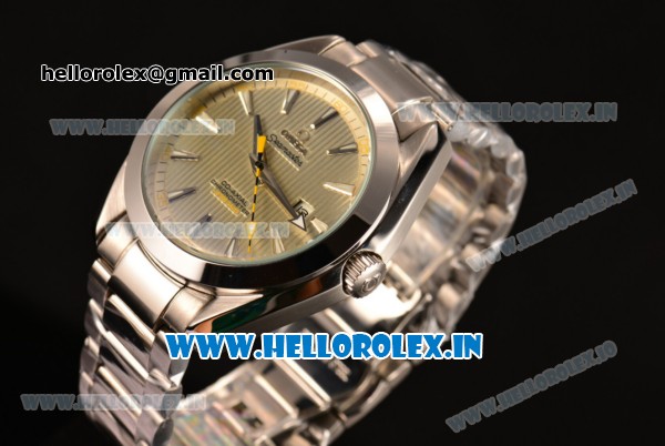 Omega Seamaster Aqua Terra 150 M Asia 2813 Automatic Full Steel with Yellow Dial and Stick Markers - Click Image to Close