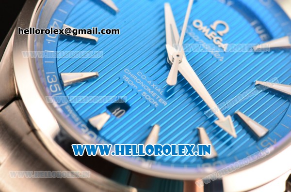 Omega Seamaster Aqua Terra Day-Date Swiss ETA 2824 Automatic Full Steel with Blue Dial and Stick Markers - 1:1 Original (BP) - Click Image to Close