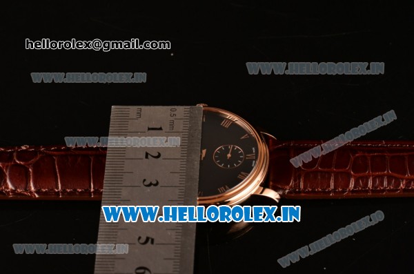 Omega De Ville Co-Axial Swiss ETA 2824 Automatic Rose Gold Case with Black Dial and Roman Numeral Markers - Click Image to Close