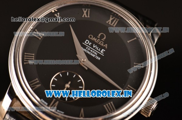 Omega De Ville Co-Axial Swiss ETA 2824 Automatic Steel Case with Black Dial and Roman Numeral Markers - Click Image to Close