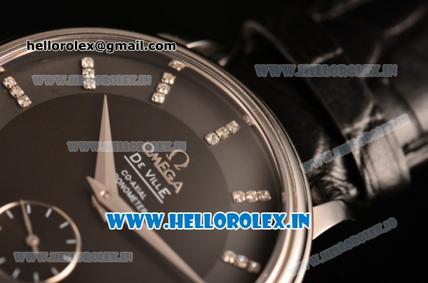 Omega De Ville Co-Axial Swiss ETA 2824 Automatic Steel Case with Black Dial and Diamonds Markers - Click Image to Close