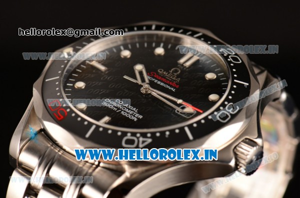 Omega Seamaster James Bond 007 Limited Edition Asia 2813 Automatic Full Steel with Black Dial and White Markers - Click Image to Close