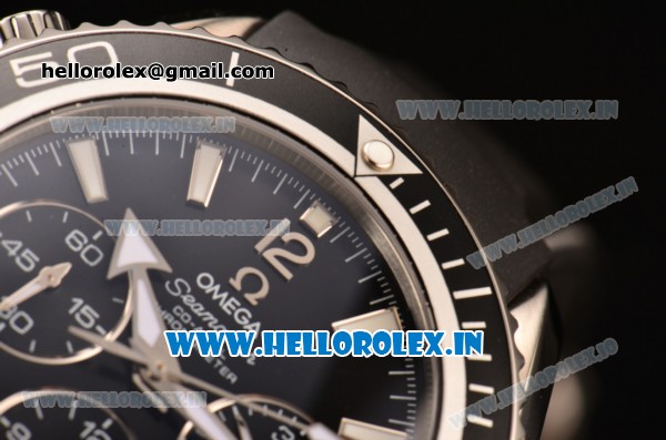 Omega Seamaster Planet Ocean 600M Co-Axial Chrono Swiss Valjoux 7750-DD Steel Case with Black Dial and White Stick Markers - Click Image to Close