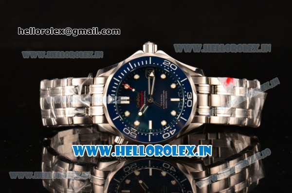 Omega Seamaster Diver 300 M Co-Axial Miyota 9015 Automatic Steel Case/Bracelet with Blue Dial and White Markers - 1:1 Original - Click Image to Close